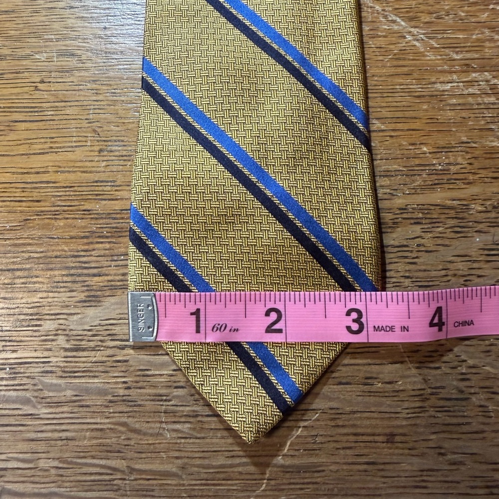 Brooks‎ Brothers Gold Blue Stripe Pure Silk Neck Tie - Picture 5 of 5